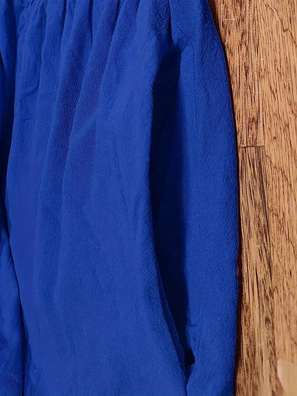 Dames Midi Jurk met Korte Mouwen, Zakken en Geplooide Rok