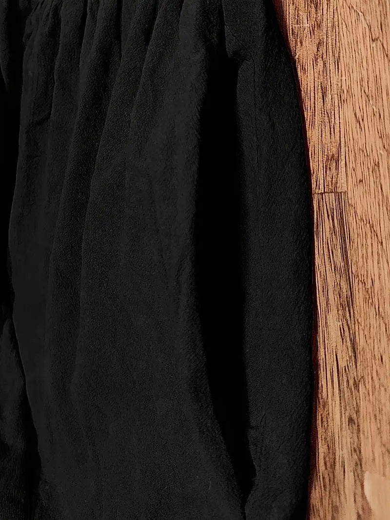 Dames Midi Jurk met Korte Mouwen, Zakken en Geplooide Rok