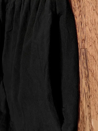 Dames Midi Jurk met Korte Mouwen, Zakken en Geplooide Rok