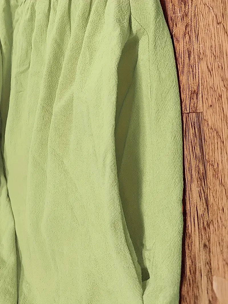 Dames Midi Jurk met Korte Mouwen, Zakken en Geplooide Rok