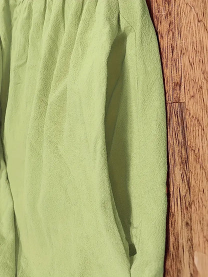 Dames Midi Jurk met Korte Mouwen, Zakken en Geplooide Rok