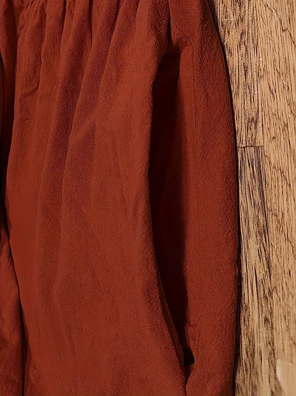 Dames Midi Jurk met Korte Mouwen, Zakken en Geplooide Rok