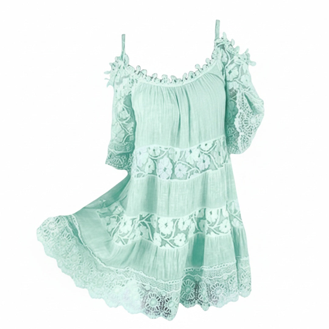 Dames Mini Jurk met Cold-shoulder Mouwen en Kant