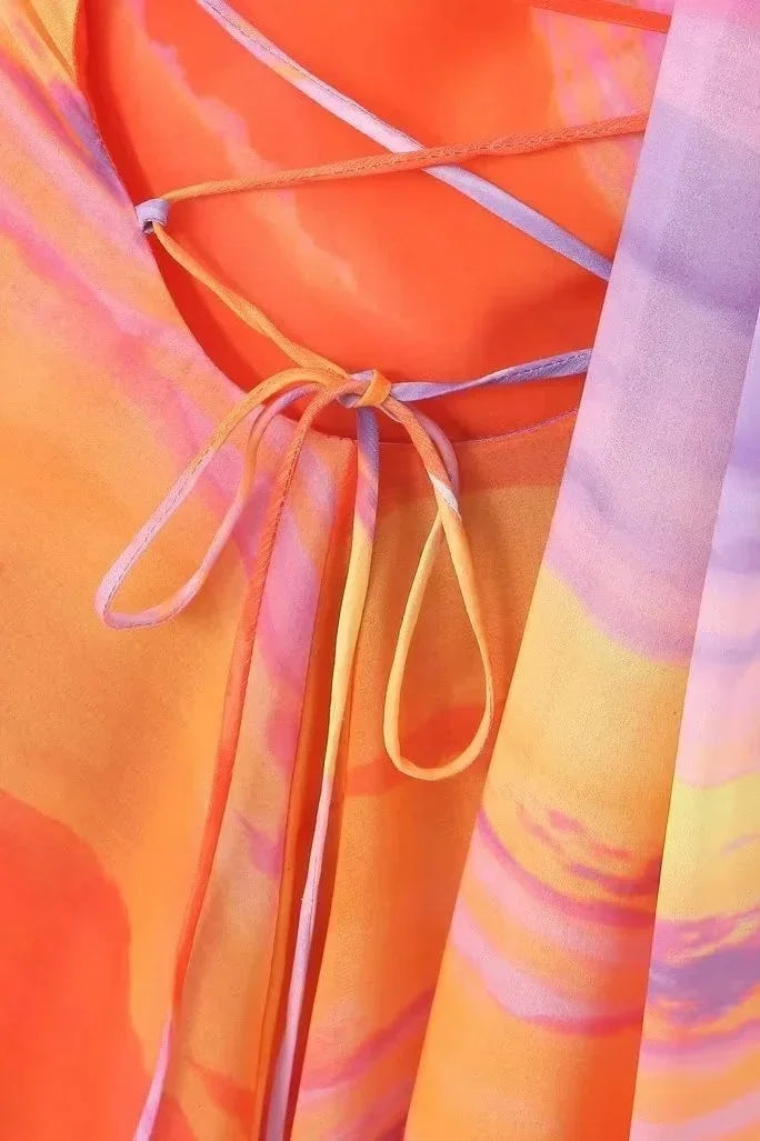 Dames Mini Jurk met Halternek en Asymmetrische Snit en Open Rug