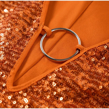 Dames Mini Jurk met V-hals en Wijde Mouwen Pailletten