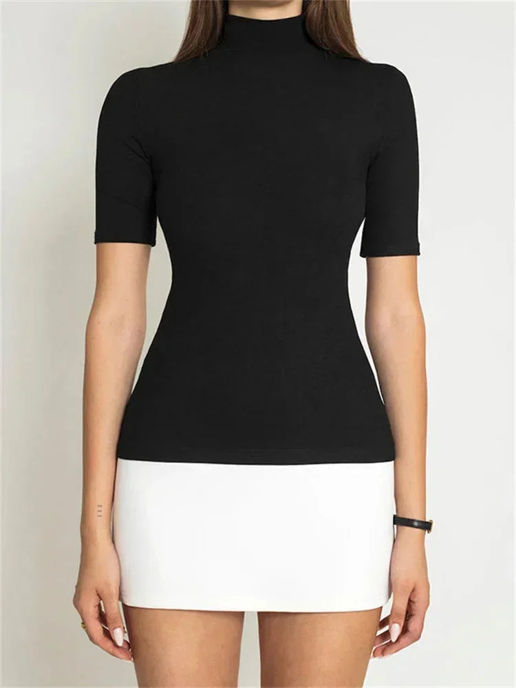 Dames Minijurk met Coltrui en Korte Mouwen Slim Fit