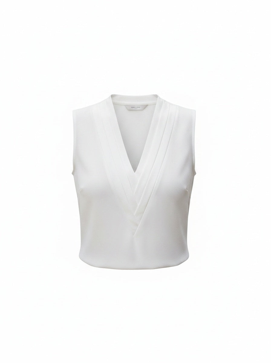 Dames Mouwloze Top met Diepe V-hals en Plooidetails
