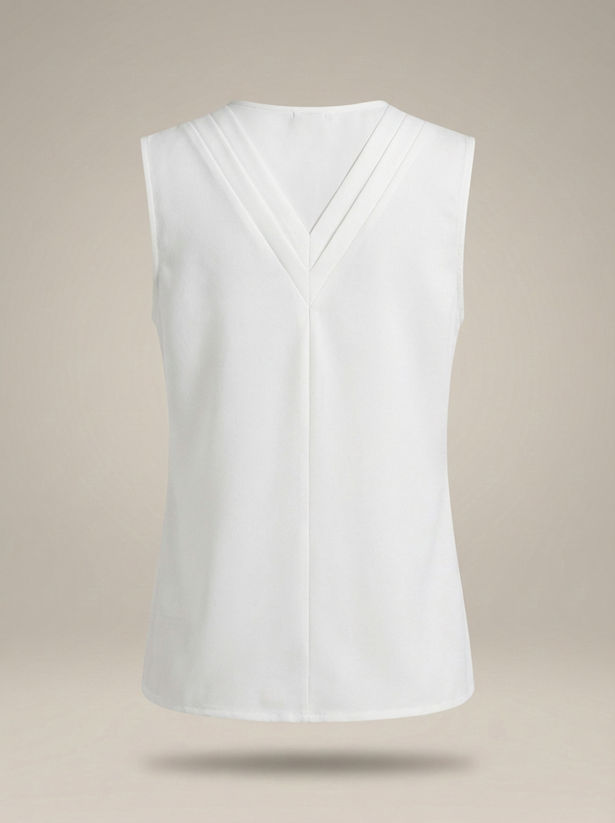 Dames Mouwloze Top met Diepe V-hals en Plooidetails
