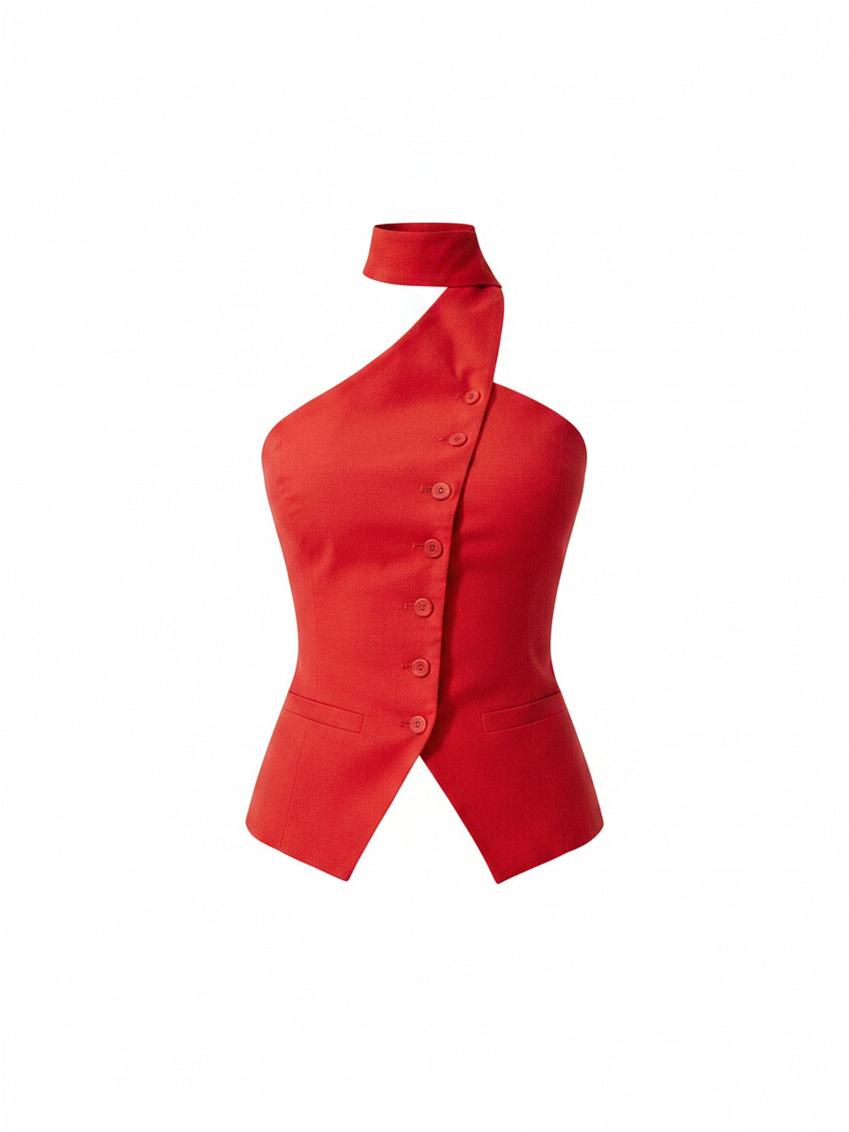 Dames Mouwloze Vest Top met Halternek en Asymmetrische Sluiting