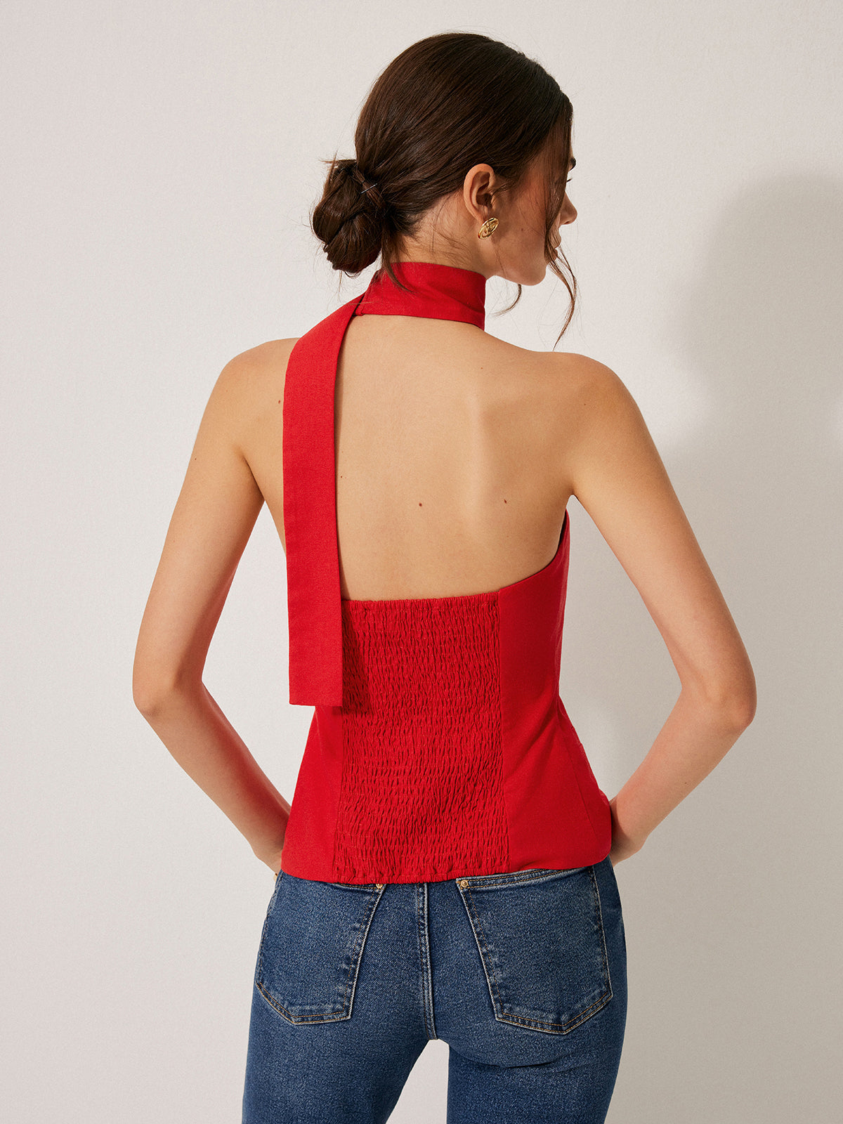 Dames Mouwloze Vest Top met Halternek en Asymmetrische Sluiting