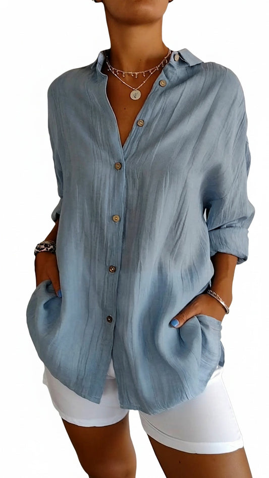 Dames Oversized shirt met Lange Mouwen en Zijzakken