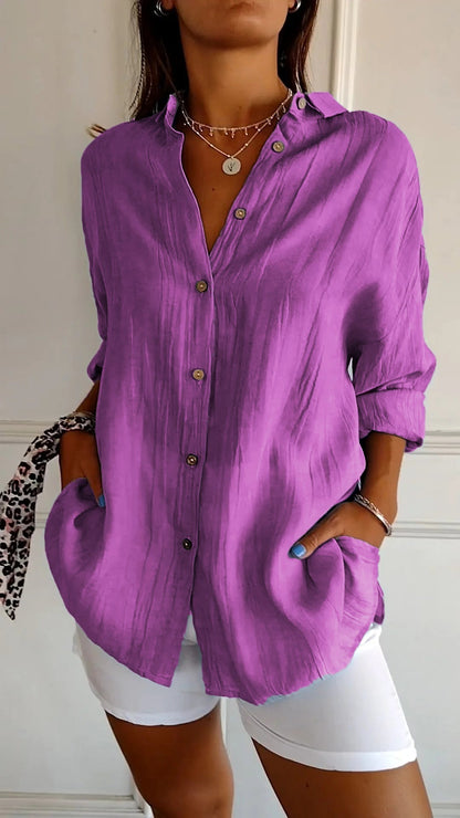Dames Oversized shirt met Lange Mouwen en Zijzakken Lila