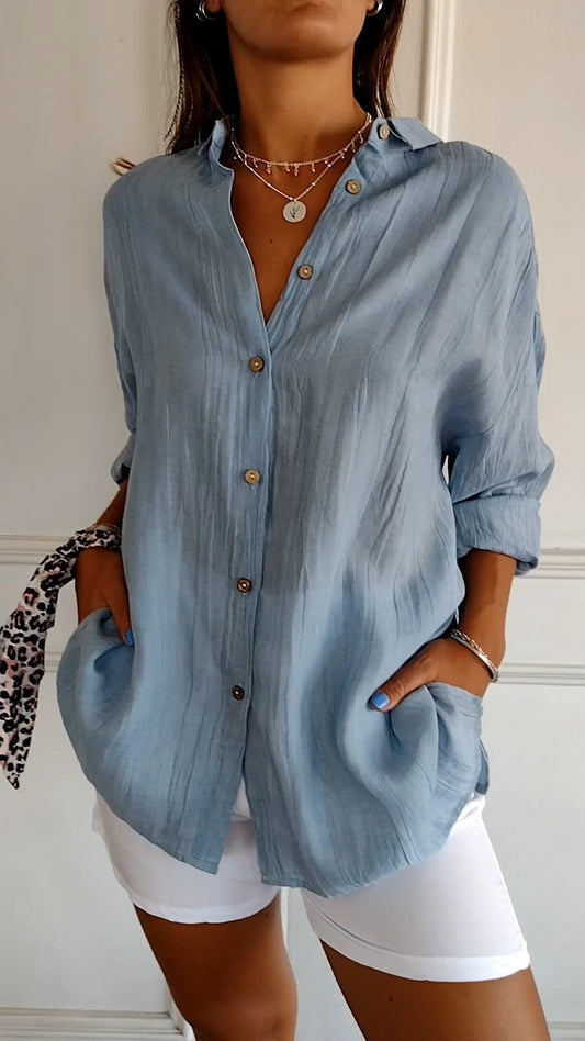 Dames Oversized shirt met Lange Mouwen en Zijzakken
