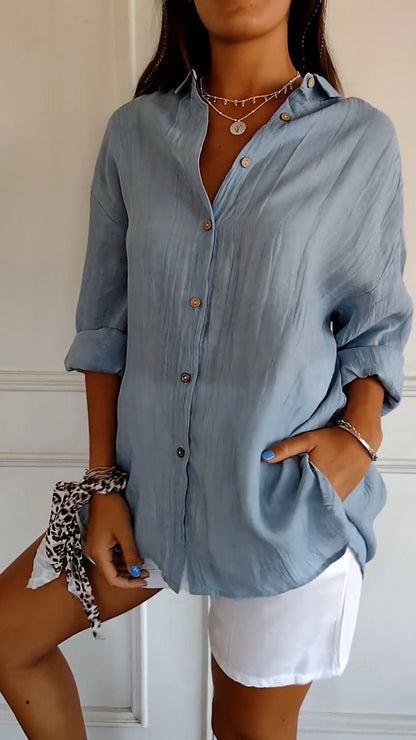 Dames Oversized shirt met Lange Mouwen en Zijzakken
