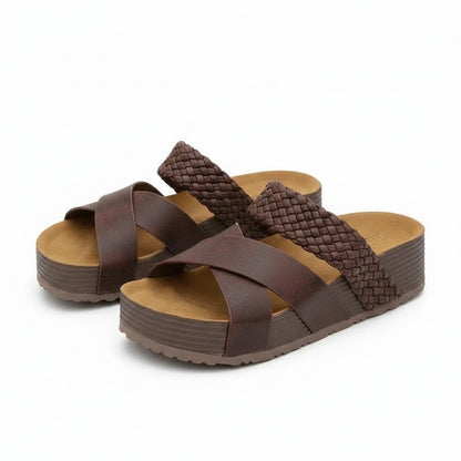 Dames Platform Sandalen met Gevlochten Bandjes en Open Neus
