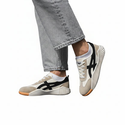Dames Retro Sneakers met Vetersluiting en Geprofileerde Zool