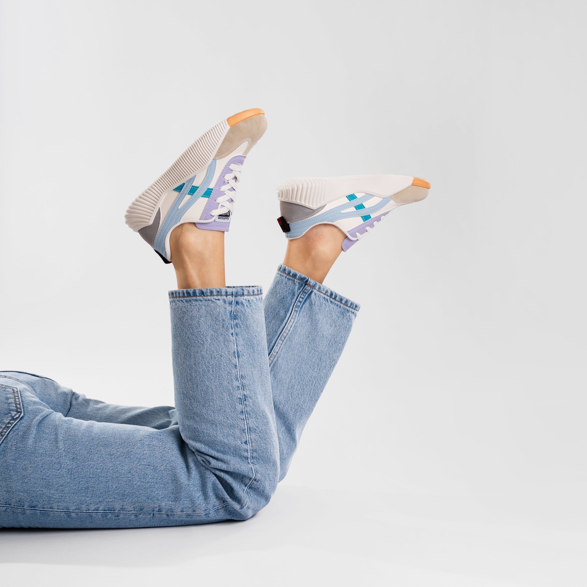 Dames Retro Sneakers met Vetersluiting en Geprofileerde Zool