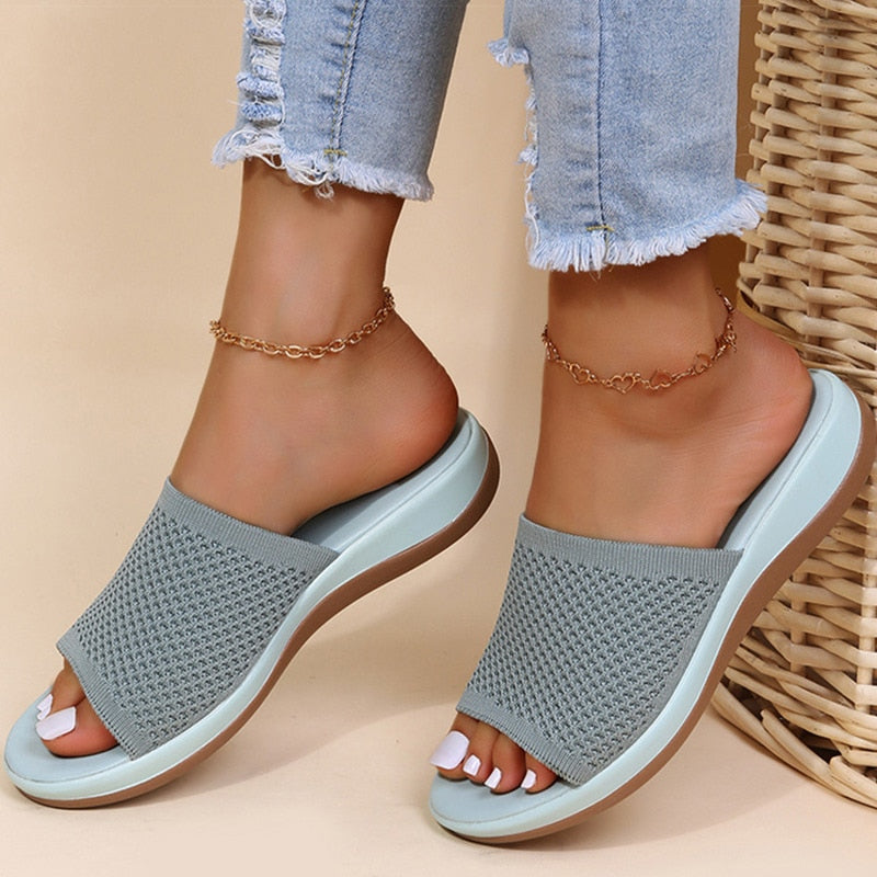 Dames Sandalen Ergonomisch Slip-on met Voetboogondersteuning Lichtblauw