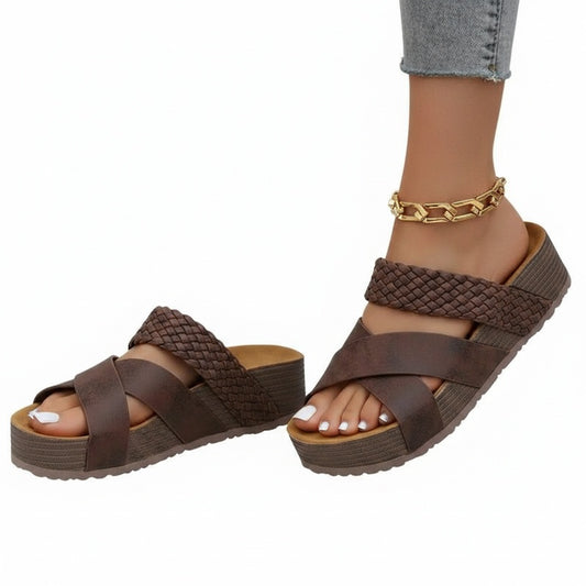 Dames Sandalen met Gekruiste Banden en Plateauzool