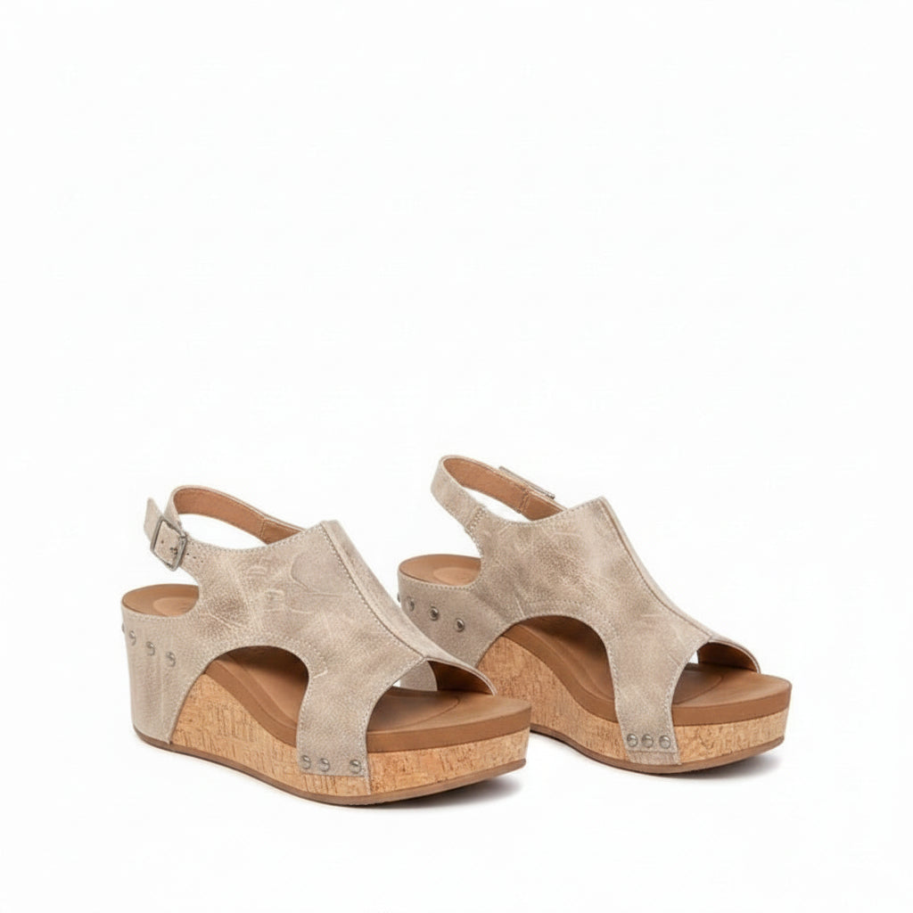 Dames Sandalen met Sleehak, Open Neus en Verstelbare Gesp