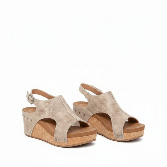 Dames Sandalen met Sleehak, Open Neus en Verstelbare Gesp