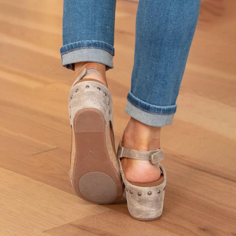 Dames Sandalen met Sleehak, Open Neus en Verstelbare Gesp