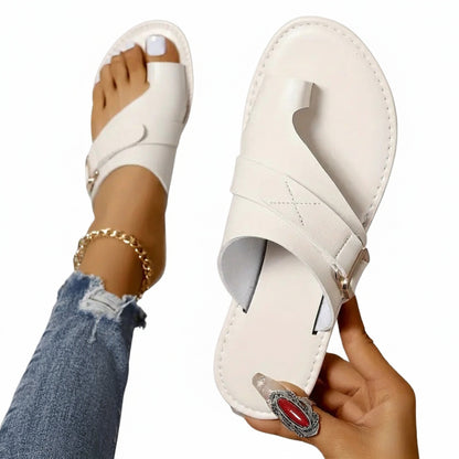 Dames Sandalen met Teenring en Gesp Platte Zool