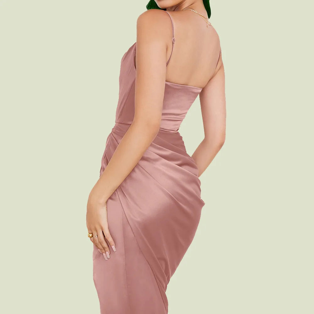 Dames Midi Jurk met Cowl Hals en Split