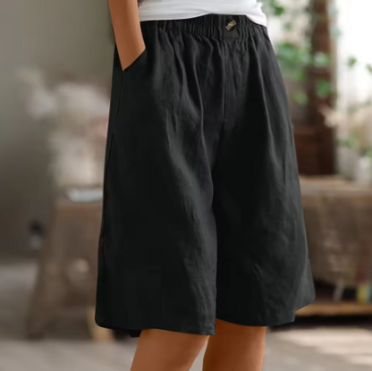 Dames Shorts met Elastische Taille en Zijzakken Zwart