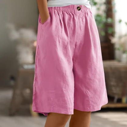 Dames Shorts met Elastische Taille en Zijzakken Roze