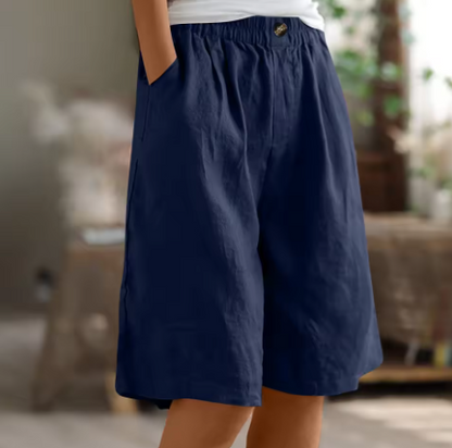 Dames Shorts met Elastische Taille en Zijzakken Marineblauw