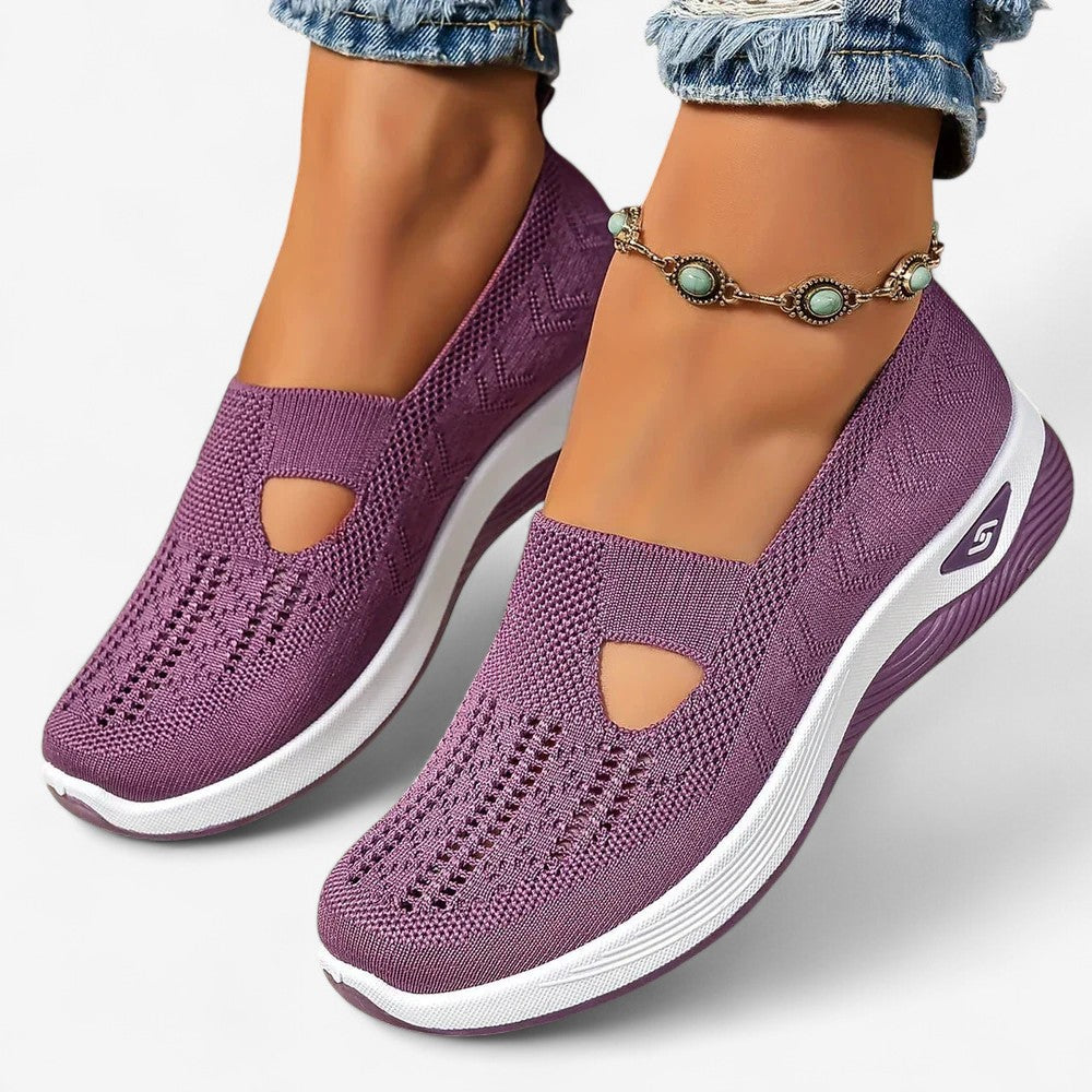 Dames Slip-on Sneakers met Uitsparing en Geprofileerde Zool Paars