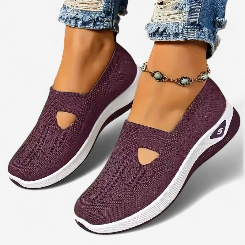 Dames Slip-on Sneakers met Uitsparing en Geprofileerde Zool Violet