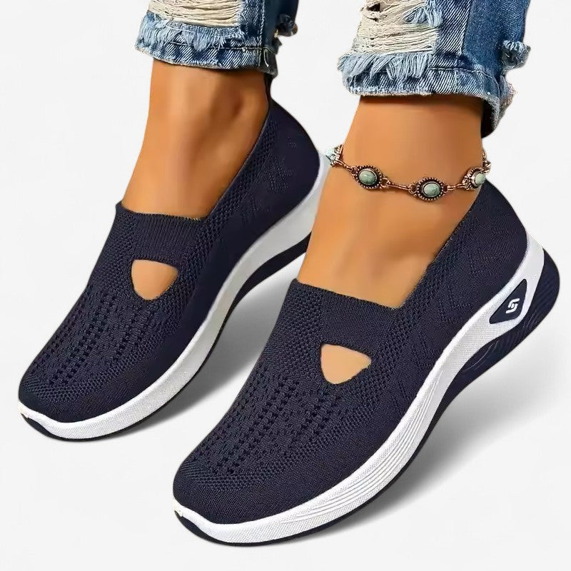 Dames Slip-on Sneakers met Uitsparing en Geprofileerde Zool Marineblauw