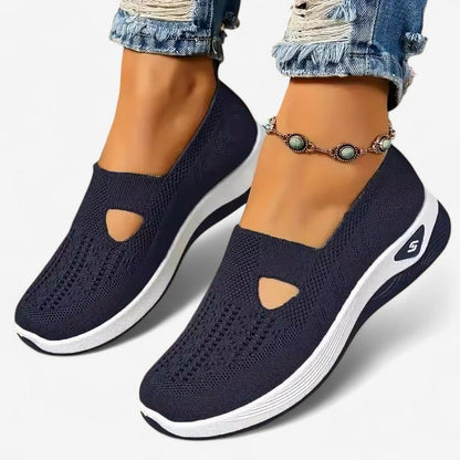 Dames Slip-on Sneakers met Uitsparing en Geprofileerde Zool Marineblauw