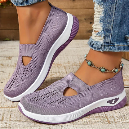 Dames Slip-on Sneakers met Uitsparing en Geprofileerde Zool