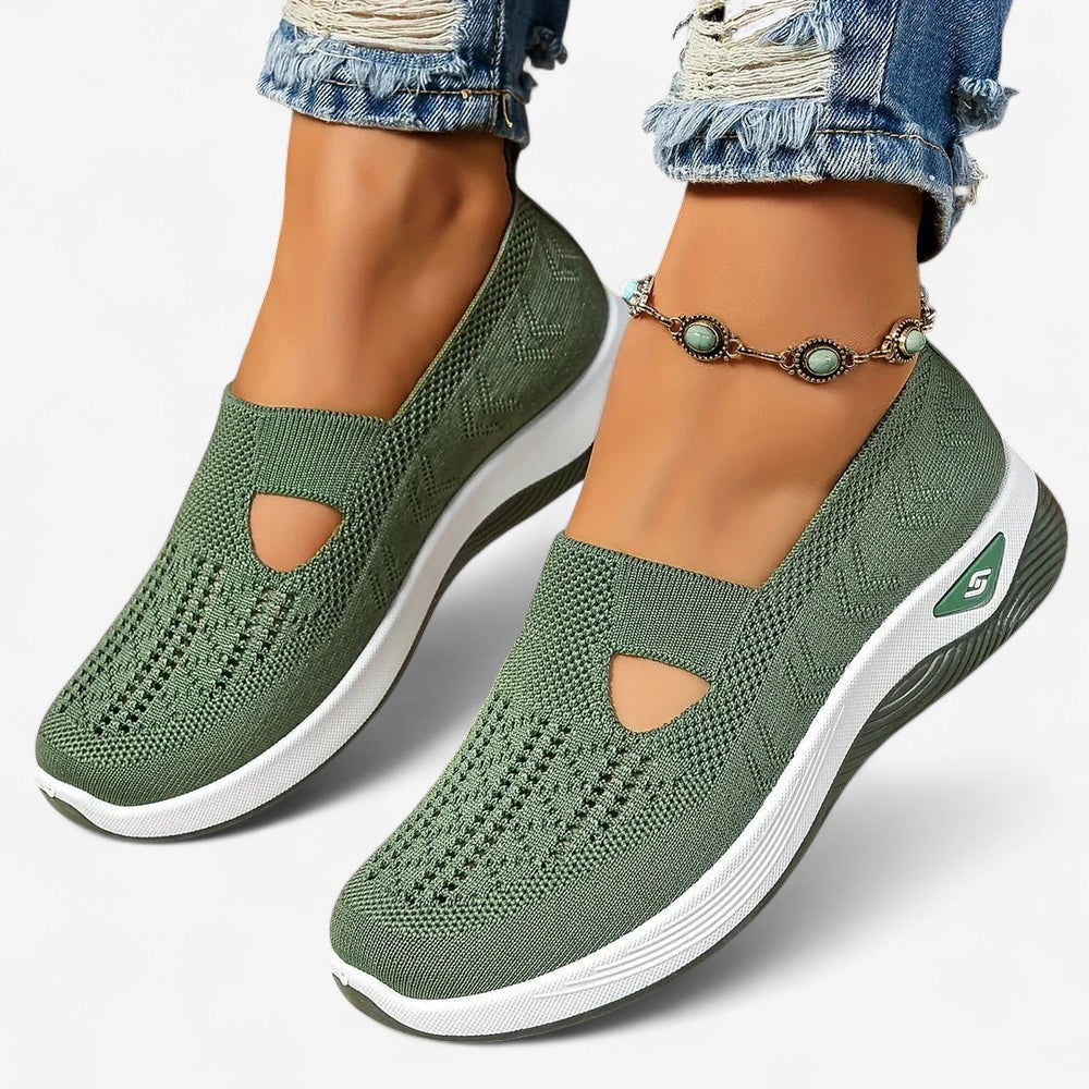 Dames Slip-on Sneakers met Uitsparing en Geprofileerde Zool Groen