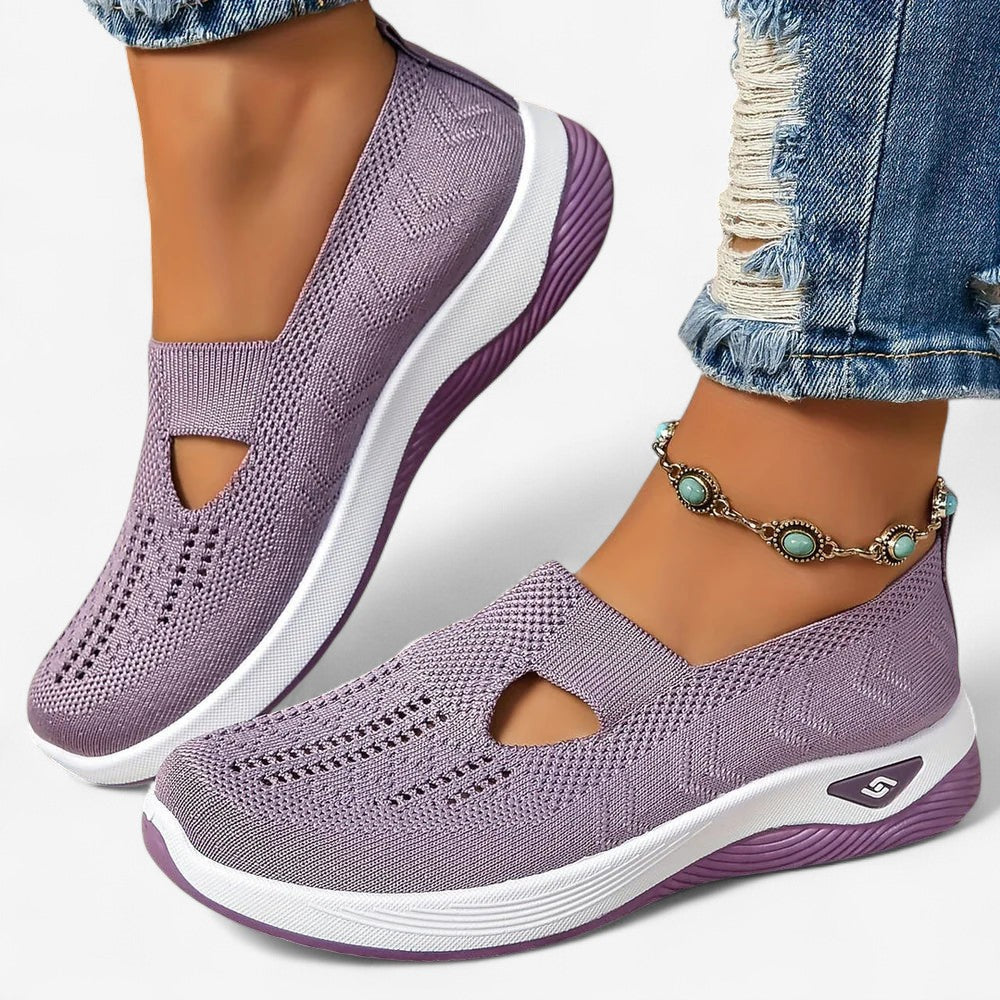 Dames Slip-on Sneakers met Uitsparing en Geprofileerde Zool Lila