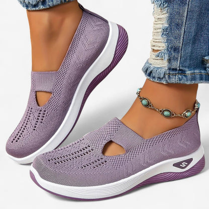 Dames Slip-on Sneakers met Uitsparing en Geprofileerde Zool Lila