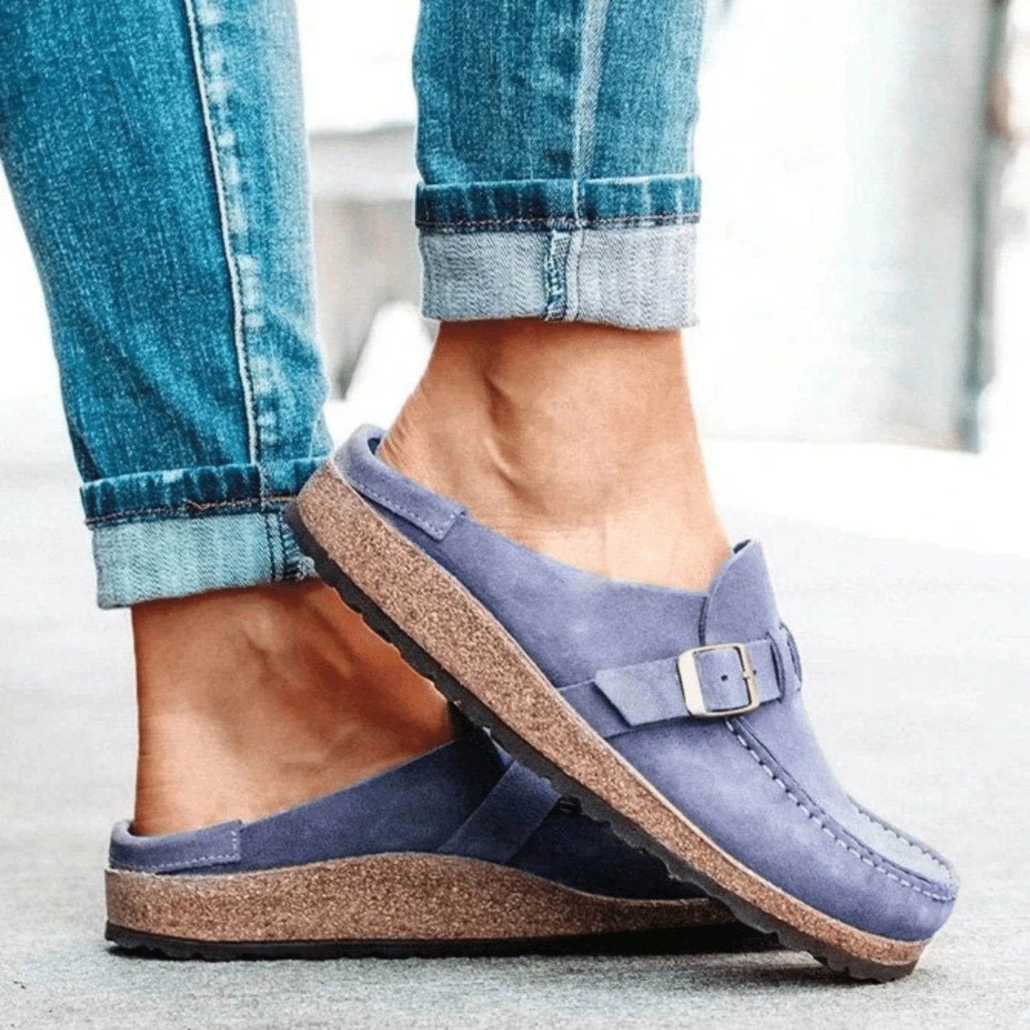 Dames Slippers met Gesp en Kurken Zool