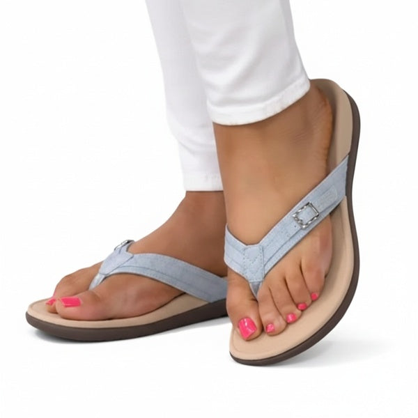 Dames Slippers met Teengreep en Gesp Ergonomische Zool