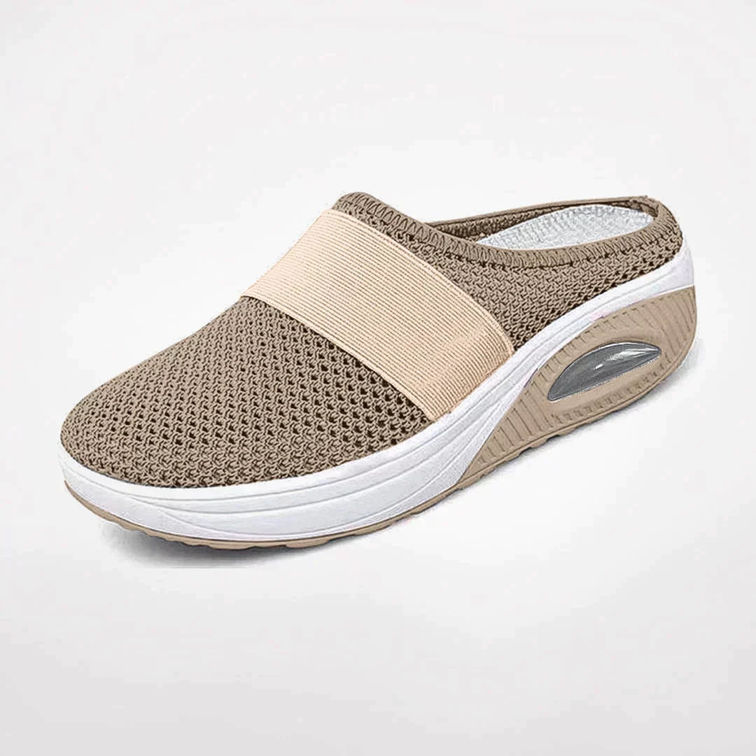 Dames Sneaker Slippers met Luchtzool en Elastische Band Regular Fit Khaki