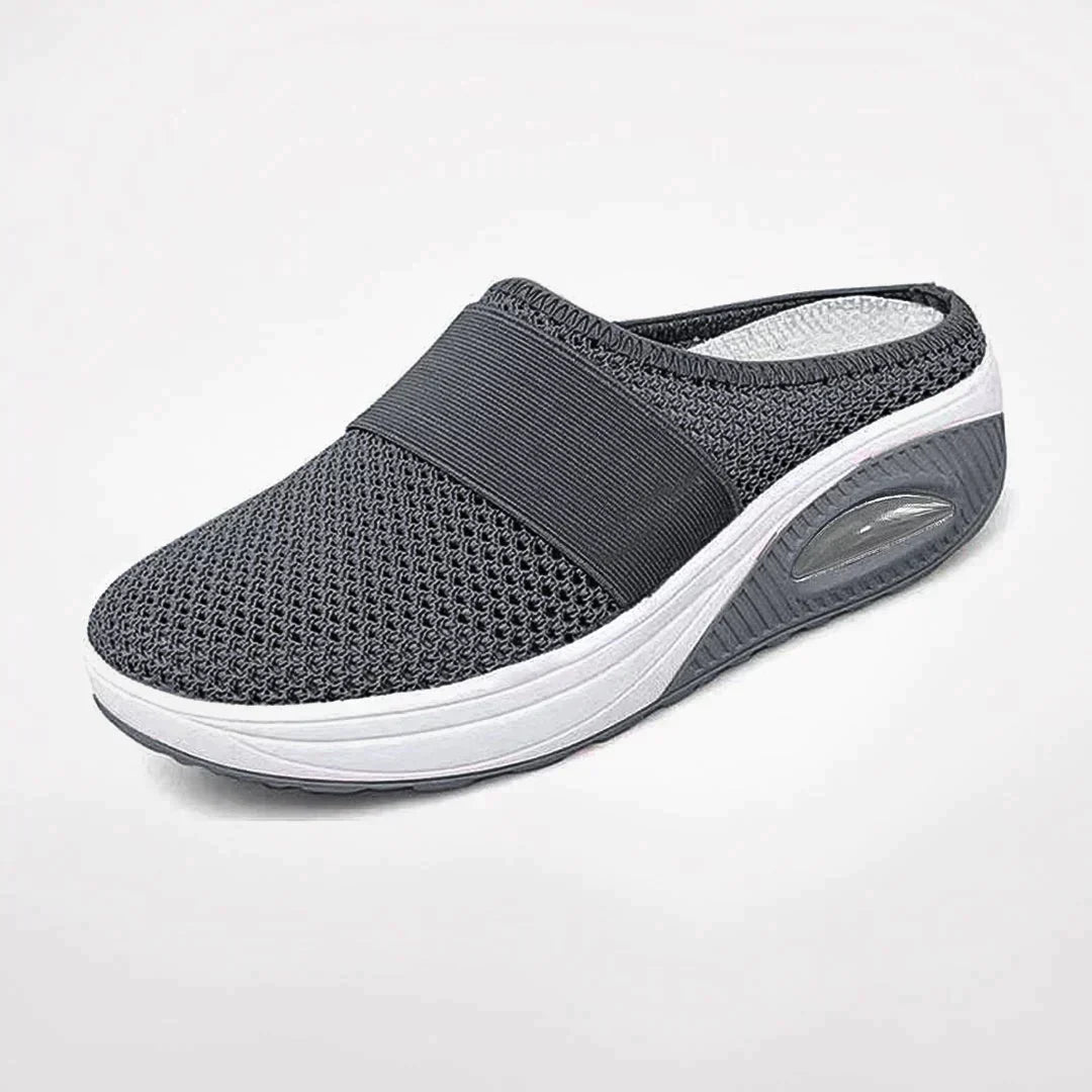 Dames Sneaker Slippers met Luchtzool en Elastische Band Regular Fit Donkergrijs