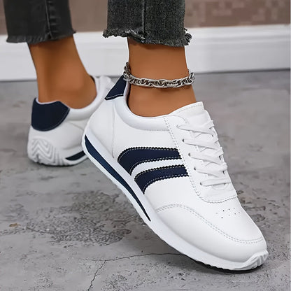 Dames Sneakers met Veters en Gestructureerde Zool Wit