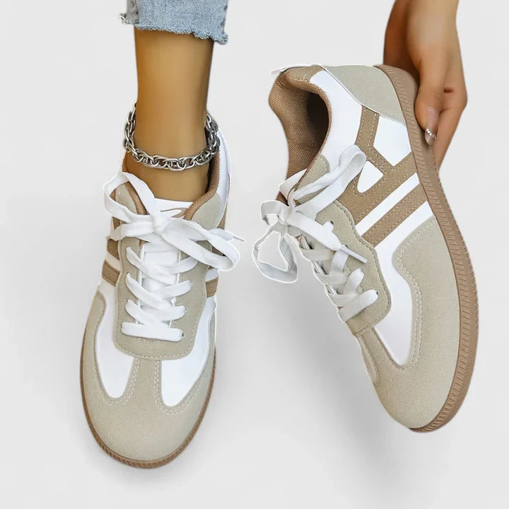 Dames Sneakers met Vetersluiting en Kleurblok Design