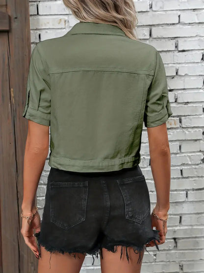 Dames Spijkerjack Korte Mouw met Knoopsluiting