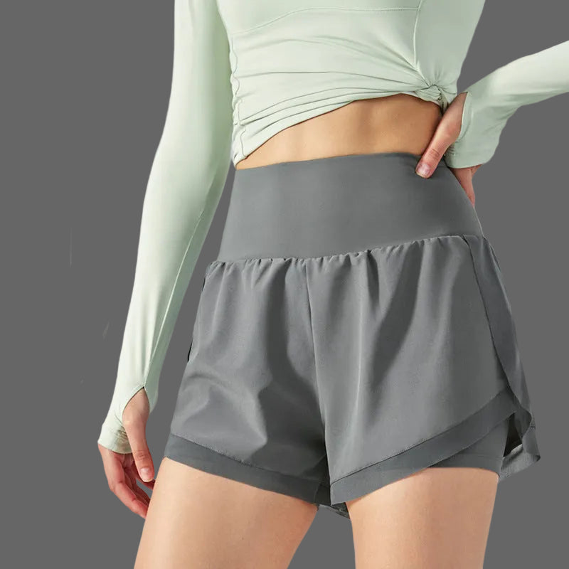 Dames Sportshorts High Waist met Design en Zijzakken Groen
