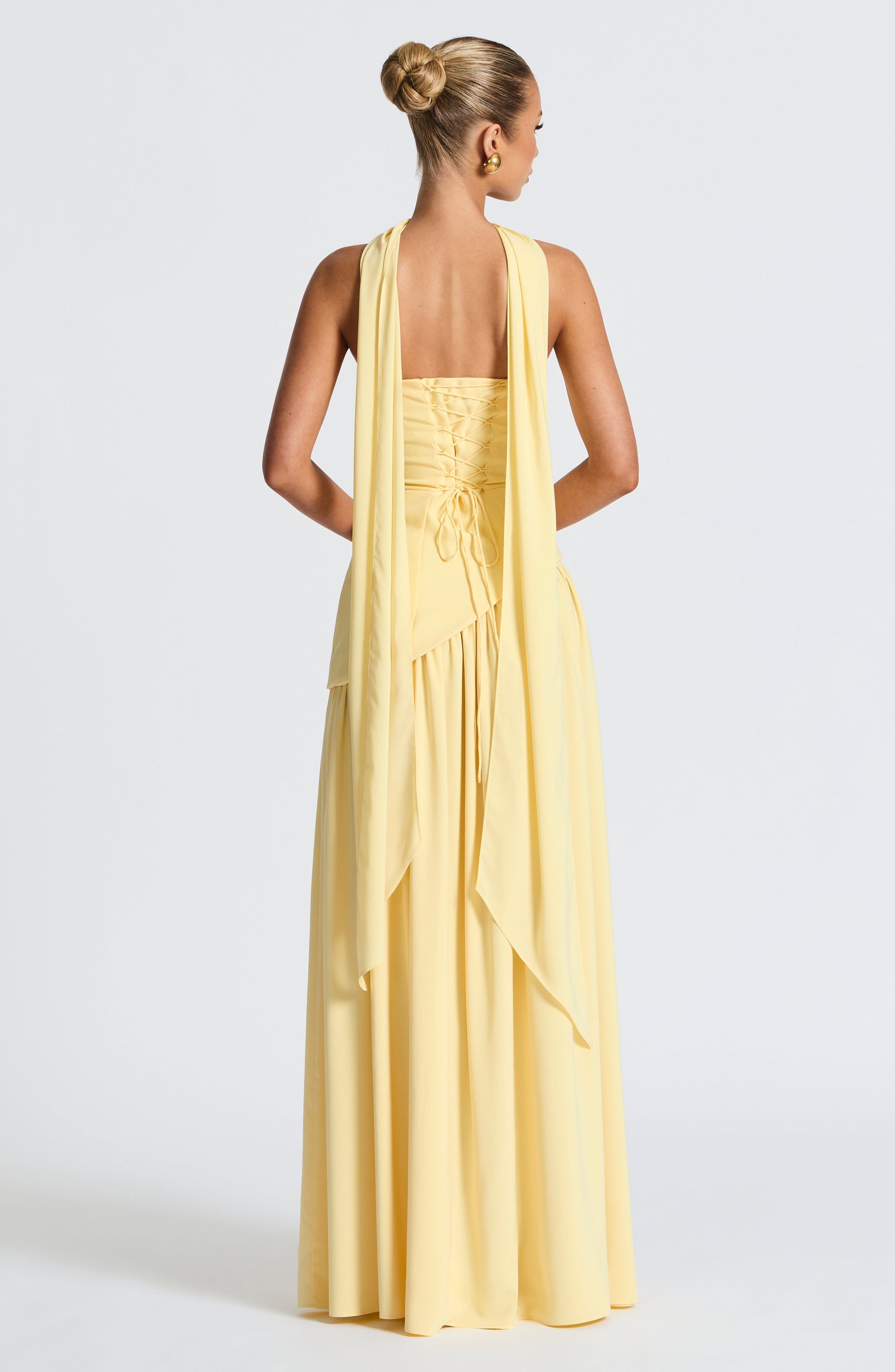 Dames Strapless Maxijurk met Corset Lijfje en Asymmetrische Taille