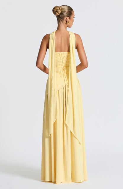 Dames Strapless Maxijurk met Corset Lijfje en Asymmetrische Taille