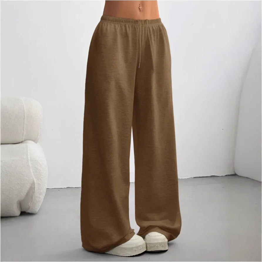 Dames Sweatpants Wide Leg met Elastische Taille en Trekkoord